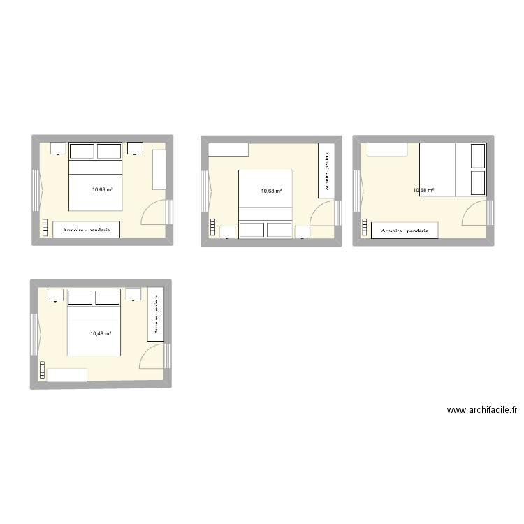 chambre autilisat. Plan de 4 pièces et 43 m2