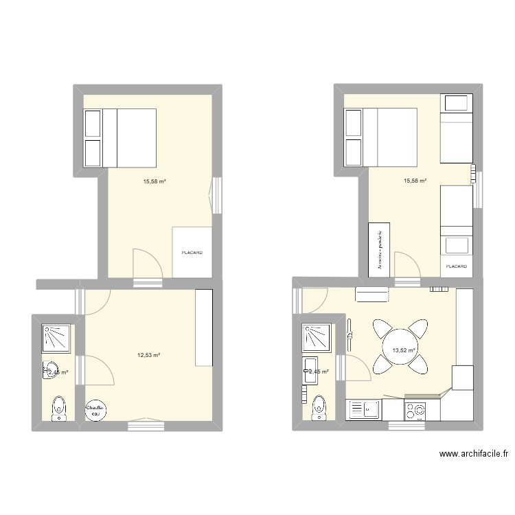 303 bis. Plan de 6 pièces et 62 m2