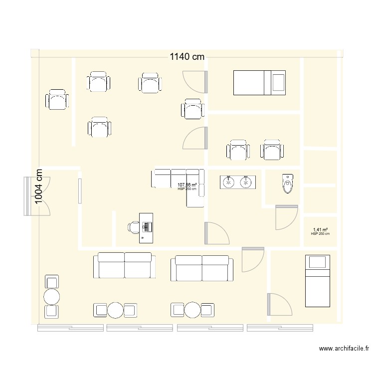 PLAN 1. Plan de 2 pièces et 116 m2