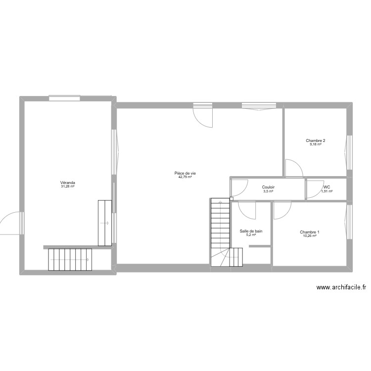 Plan définitif - Rez-de-Chaussé - Maison 60 Saint Louis. Plan de 8 pièces et 107 m2