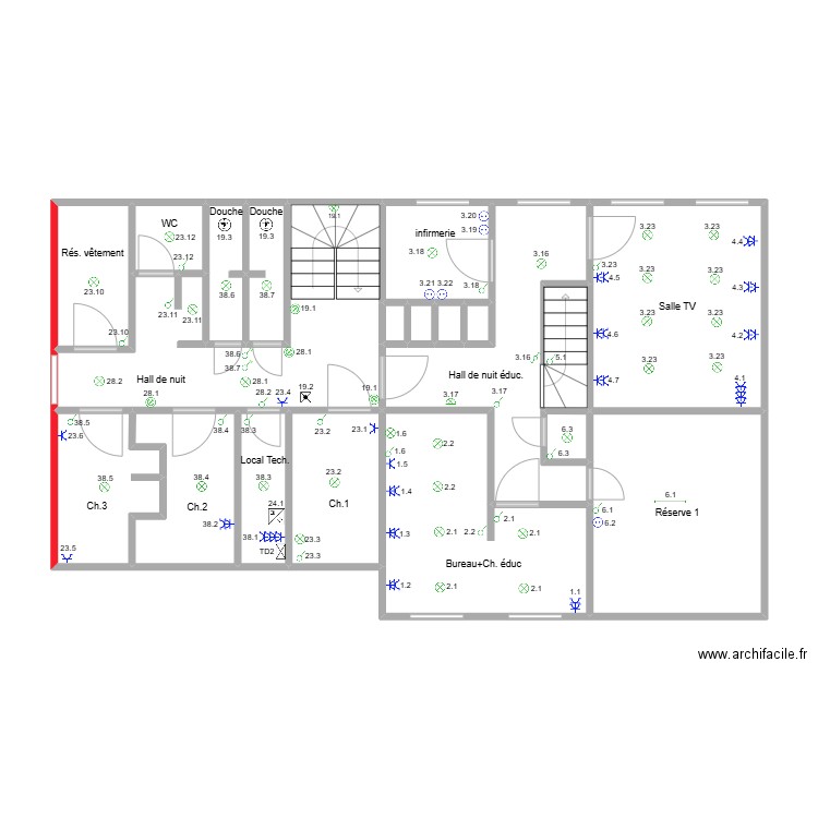 Hamoir Etage 2. Plan de 20 pièces et 87 m2