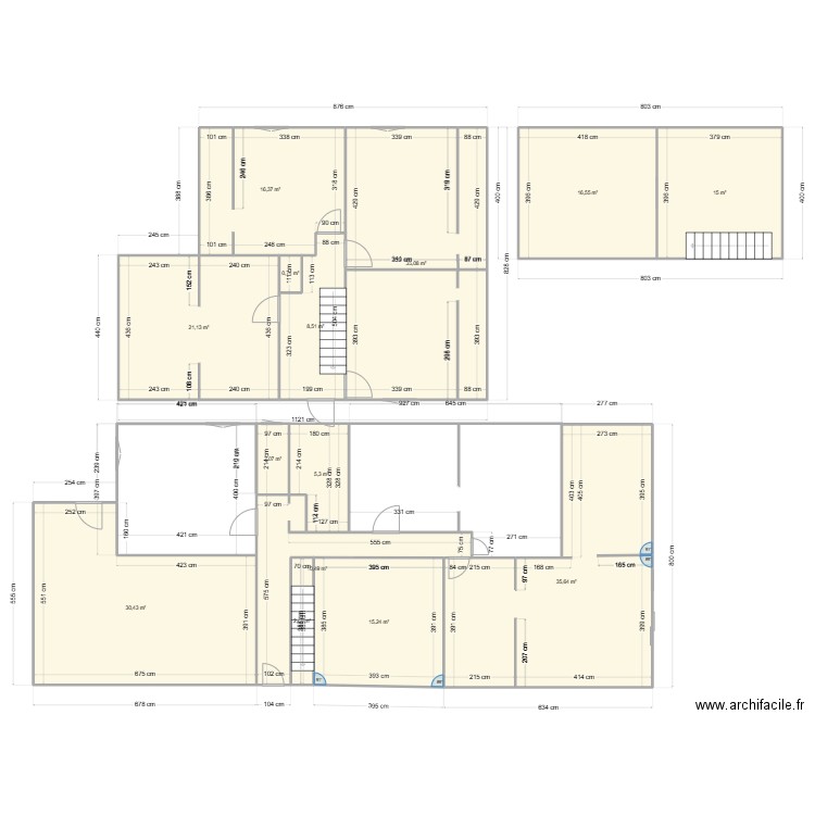 SANNERVILLE. Plan de 14 pièces et 215 m2