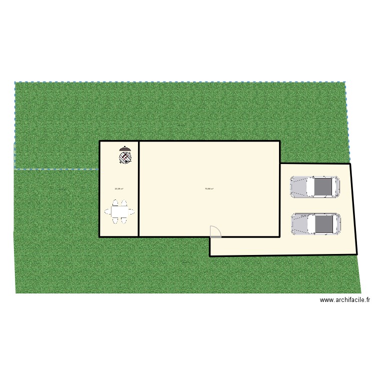 Vue d'en haut. Plan de 3 pièces et 138 m2