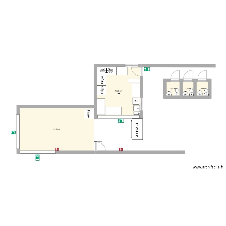 LABO PUNA. Plan de 5 pièces et 50 m2