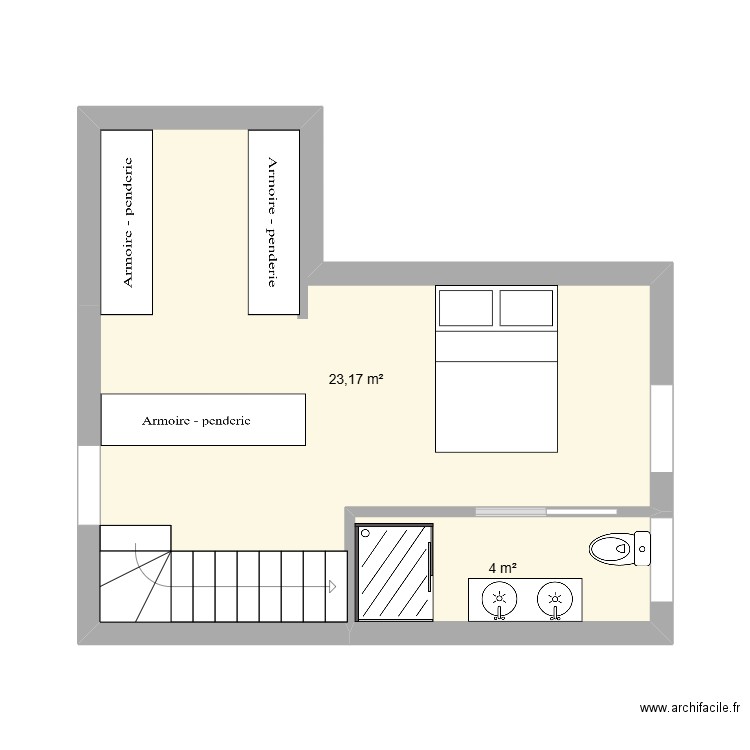 pego planta 1. Plan de 2 pièces et 27 m2