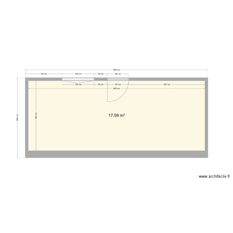 Veranda. Plan de 1 pièce et 18 m2