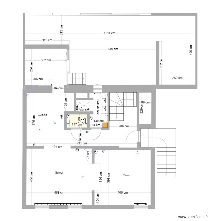 Maison Hesperange RdC. Plan de 1 pièce et 1 m2