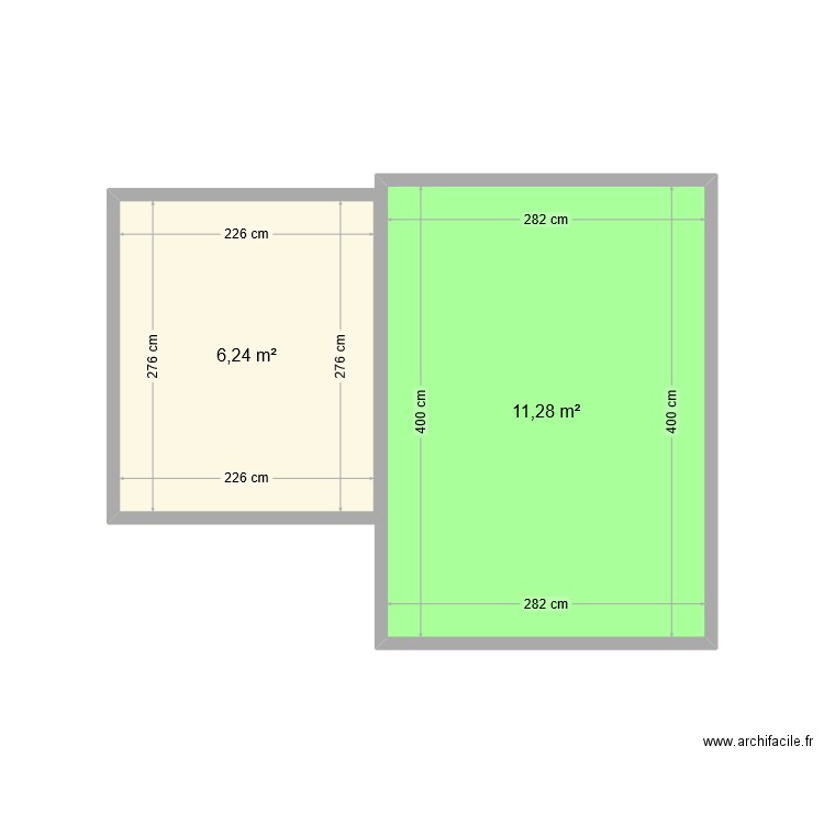 Salons. Plan de 2 pièces et 18 m2