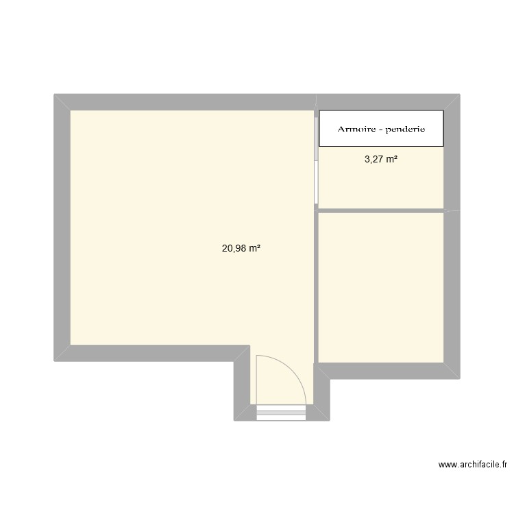 chambre 3 avec dressing. Plan de 2 pièces et 24 m2