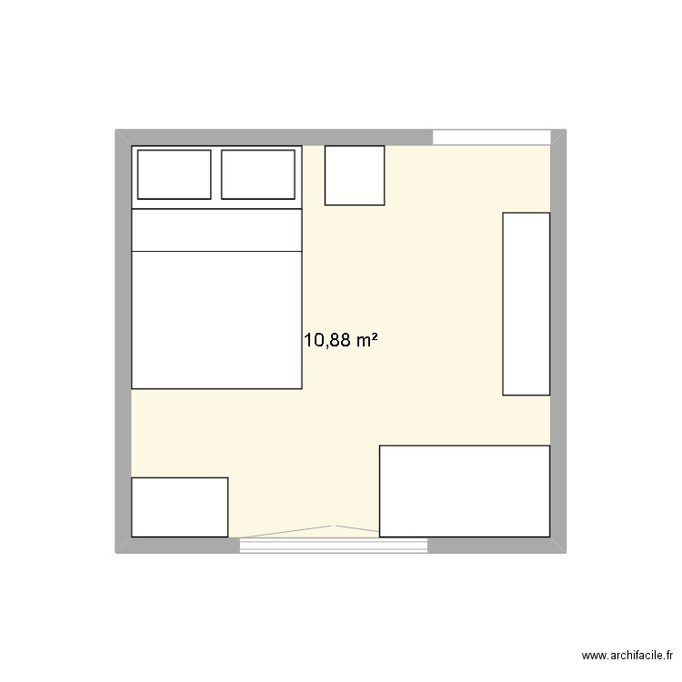 chambre carrée Matis v2. Plan de 1 pièce et 11 m2