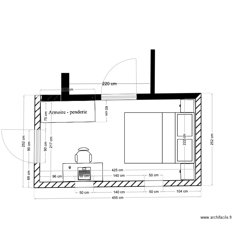 C 2) rajout cote jardin moins large. Plan de 0 pièce et 0 m2