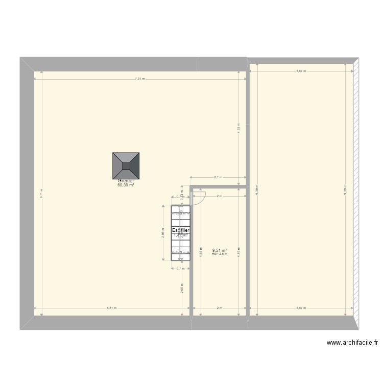 Leval. Plan de 13 pièces et 104 m2