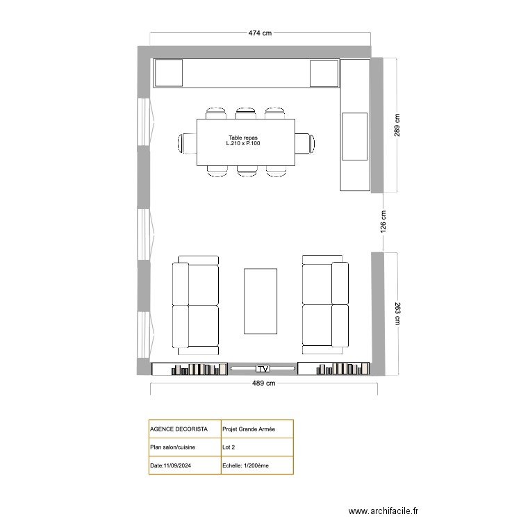 PLAN SALON _ GRANDE ARMEE. Plan de 0 pièce et 0 m2