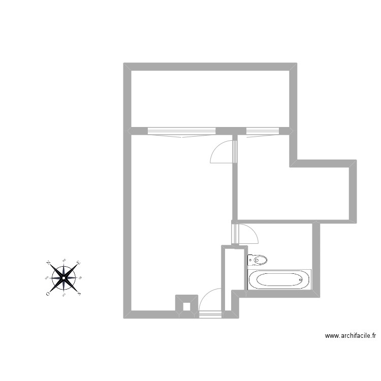 Plan Belguechi T1. Plan de 3 pièces et 43 m2