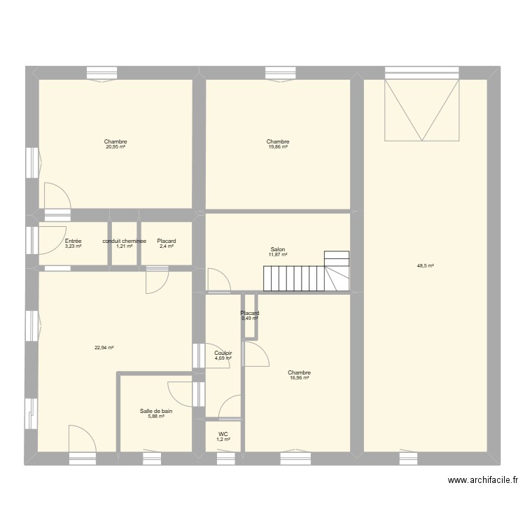 rez de chaussée projeté. Plan de 13 pièces et 160 m2