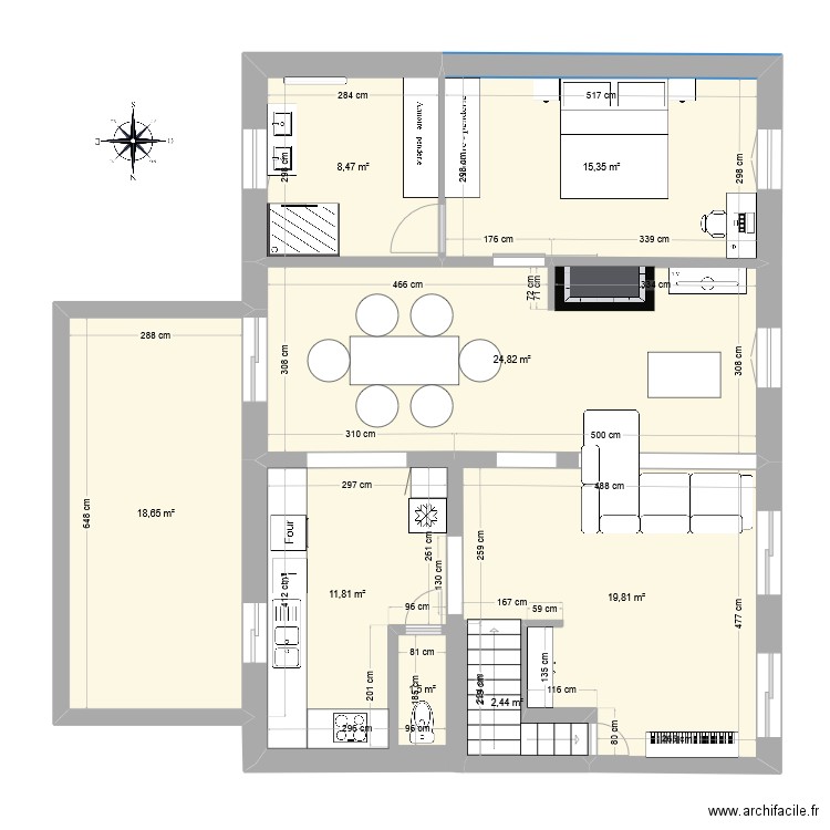 Etage 1 Val Sol1. Plan de 8 pièces et 103 m2