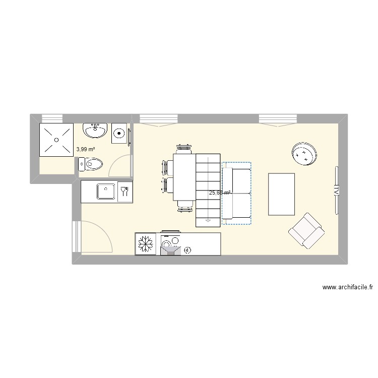 Blanqui 02. Plan de 5 pièces et 54 m2