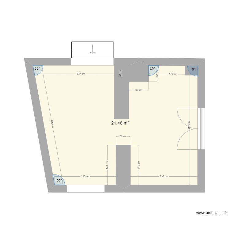 Chmabre parentale 2. Plan de 1 pièce et 21 m2