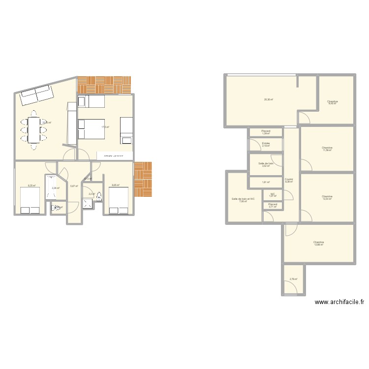 Clos 118 215. Plan de 23 pièces et 164 m2