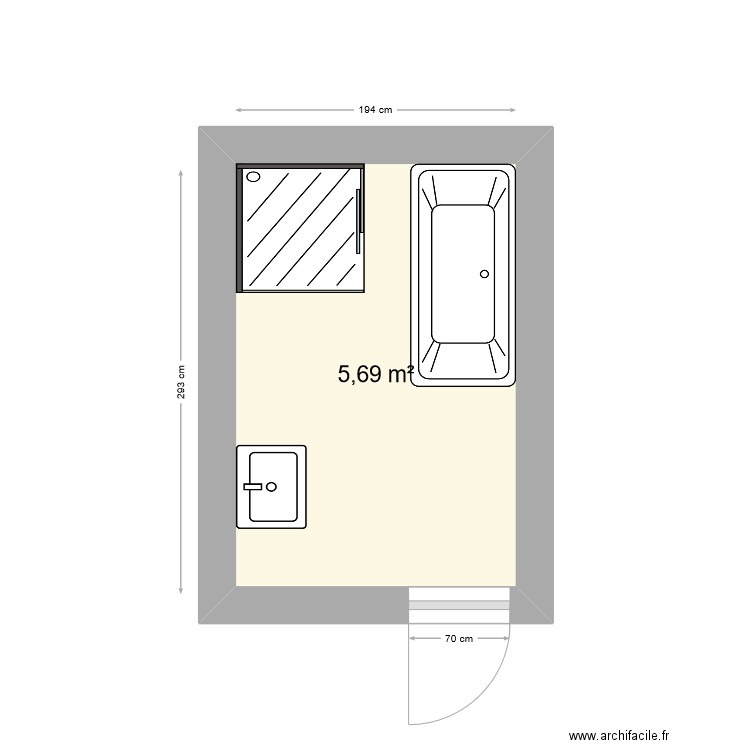 SDB RAMETTE. Plan de 1 pièce et 6 m2