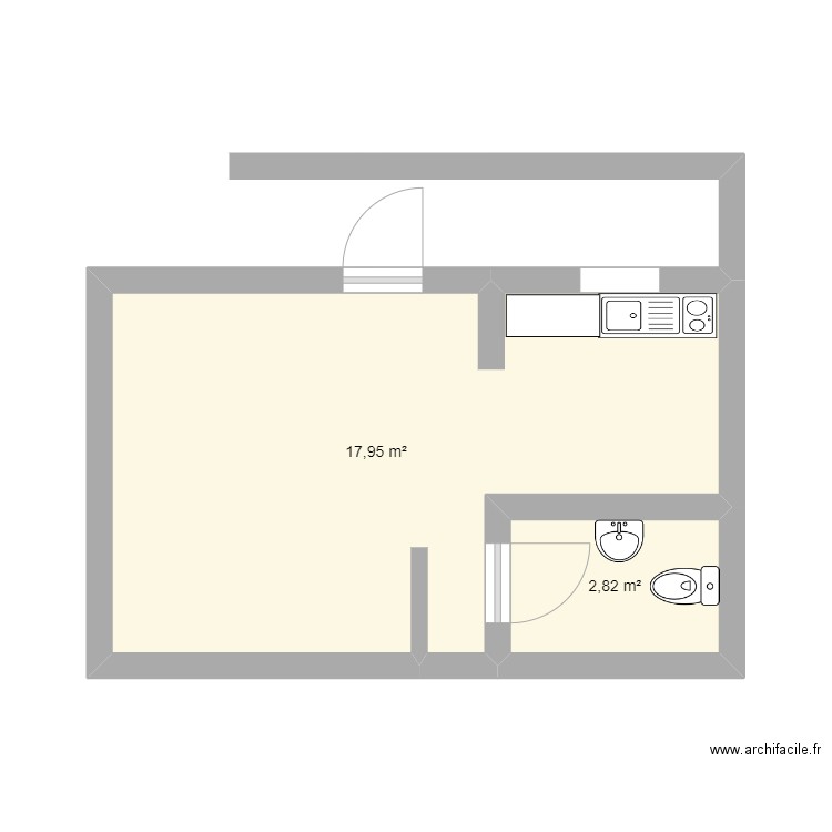 Tipaza. Plan de 2 pièces et 21 m2