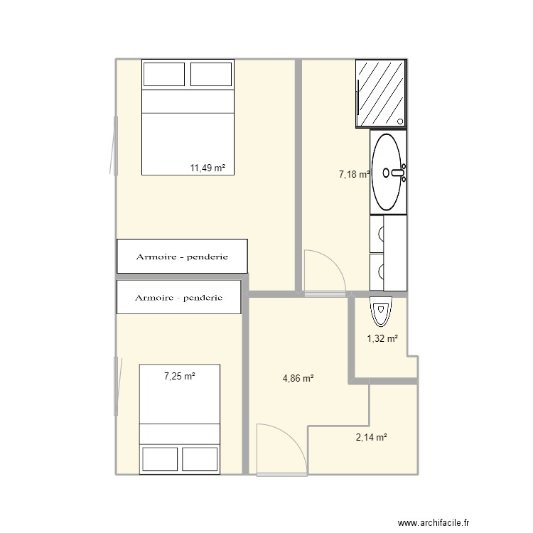 Malbuisson fffff. Plan de 6 pièces et 34 m2