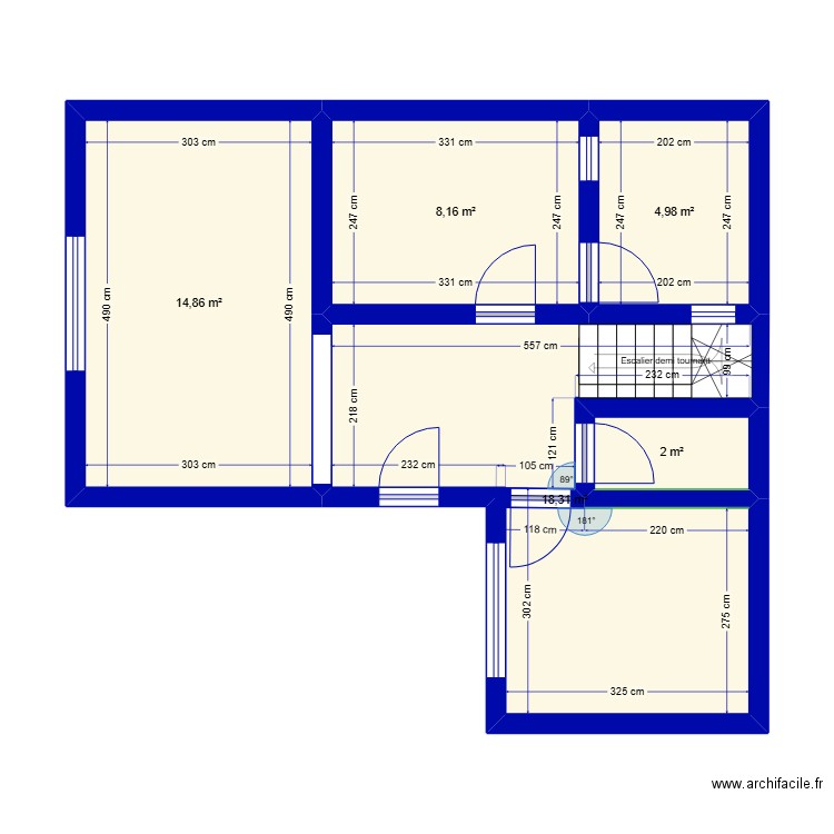 Ghazela RDC. Plan de 5 pièces et 48 m2