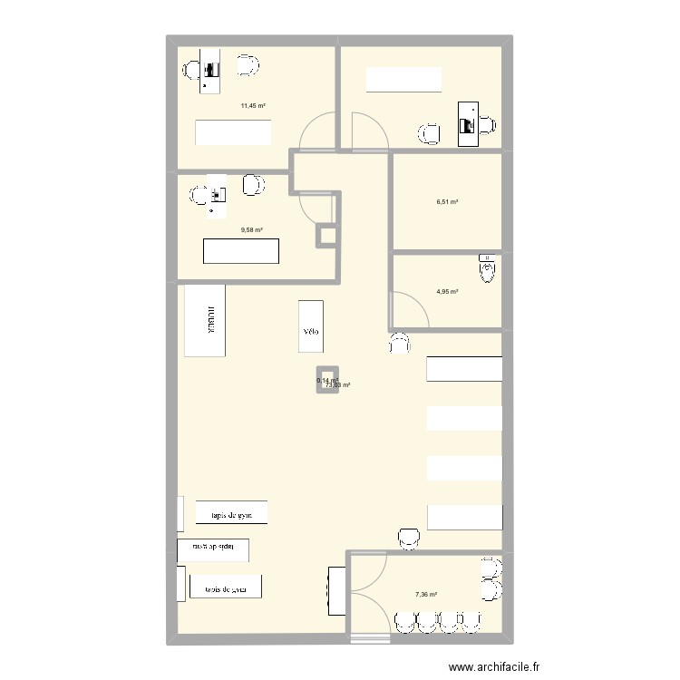 plan kiné. Plan de 7 pièces et 113 m2