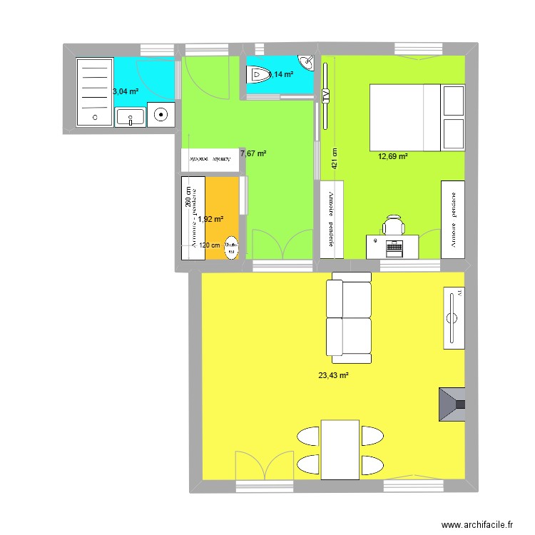 CAPITOU METRES 30122024 V AS 1. Plan de 6 pièces et 50 m2