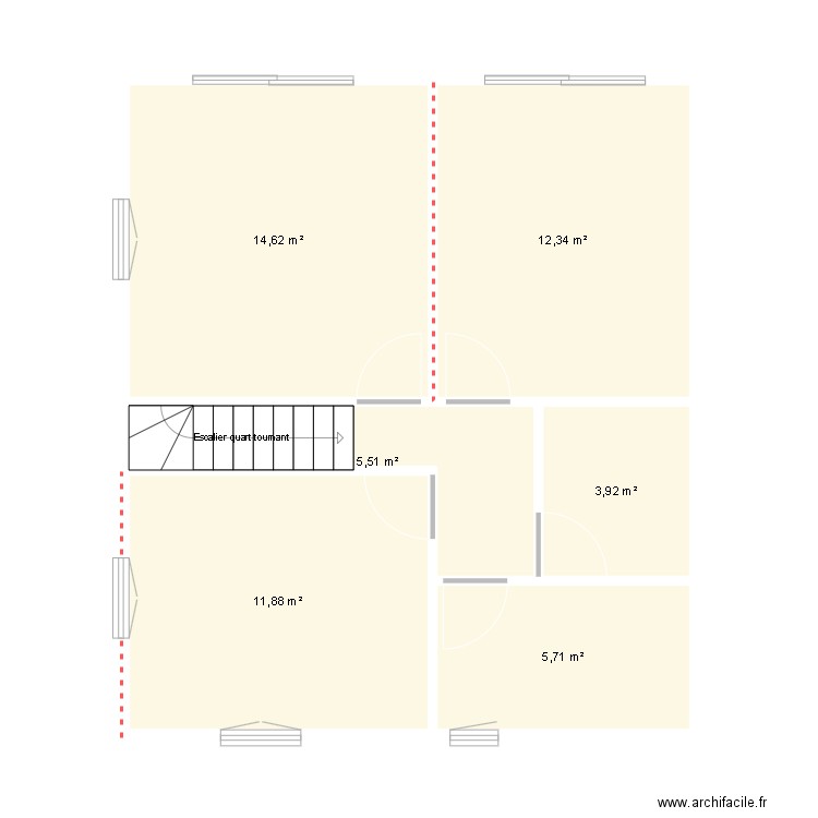 projet A 70m² 1er Et.. Plan de 6 pièces et 54 m2