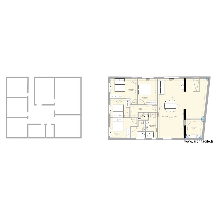 Plan porcieu aménagement 5. Plan de 9 pièces et 129 m2