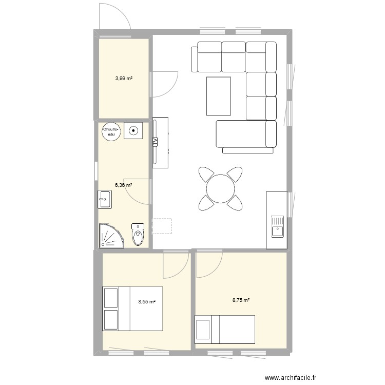 parcelle 66. Plan de 4 pièces et 28 m2