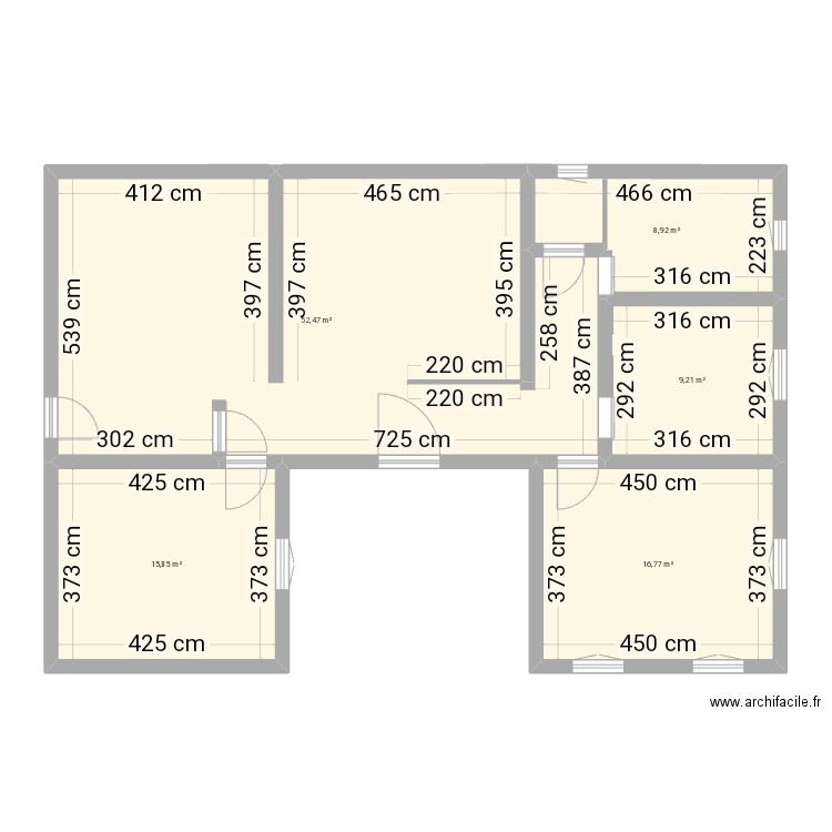 Maison Tunisie . Plan de 5 pièces et 103 m2