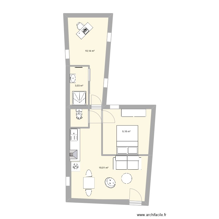 Beauregard v4. Plan de 5 pièces et 43 m2