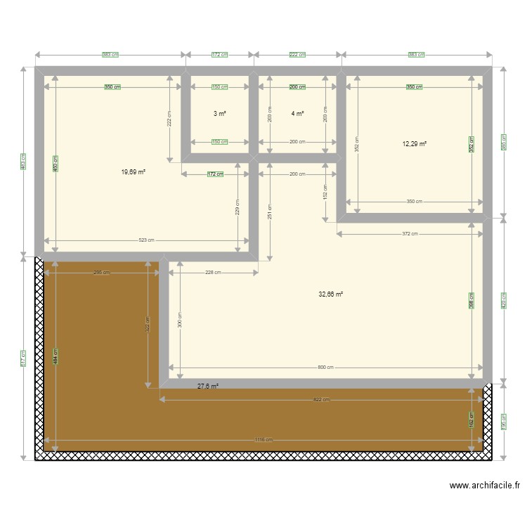 Maison NB. Plan de 6 pièces et 99 m2