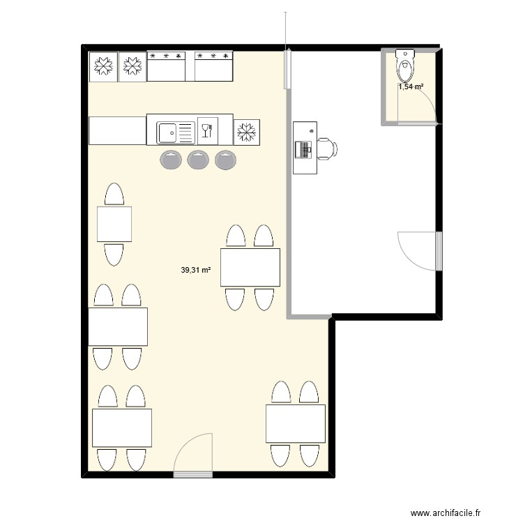 plan cafe  charvieu. Plan de 2 pièces et 41 m2