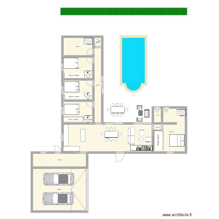 projet maison travo. Plan de 12 pièces et 166 m2