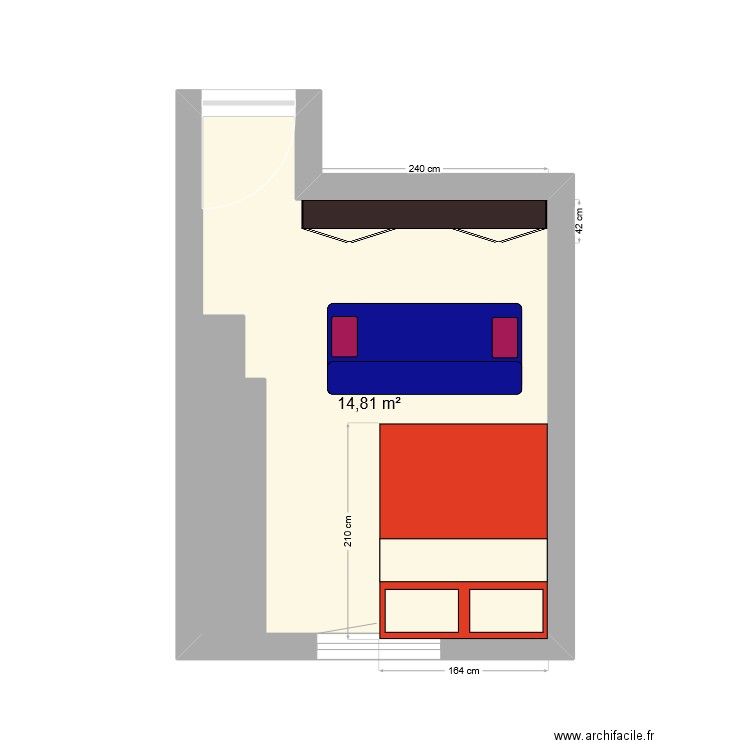 Chambre d'amis 2. Plan de 1 pièce et 15 m2