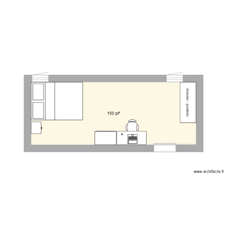 Chambre. Plan de 1 pièce et 14 m2