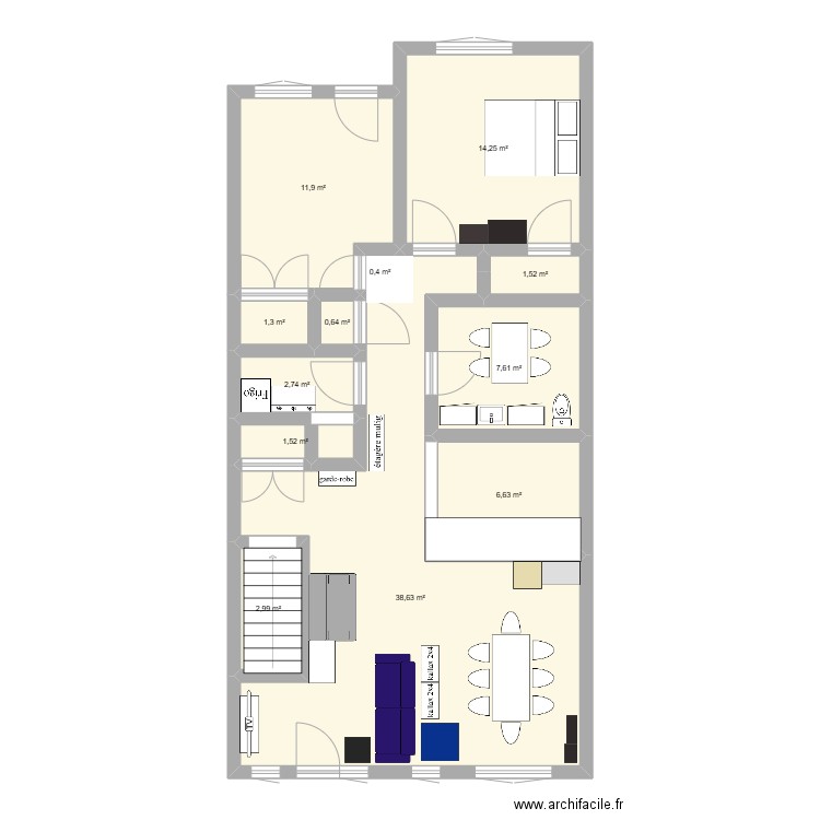 condo saint-émile. Plan de 12 pièces et 90 m2