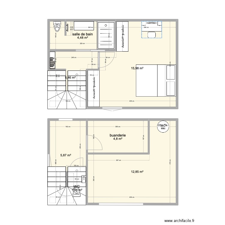 chambre extension v4. Plan de 7 pièces et 51 m2