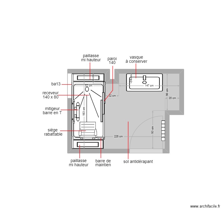 sayagahna. Plan de 1 pièce et 4 m2