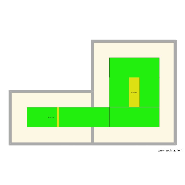 uc2l. Plan de 2 pièces et 120 m2