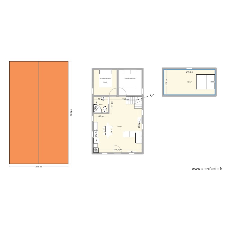 squatecchalet. Plan de 4 pièces et 53 m2