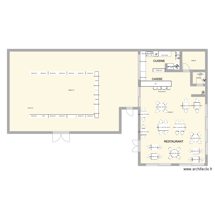 BOUCHERIE / RESTAURANT. Plan de 8 pièces et 338 m2