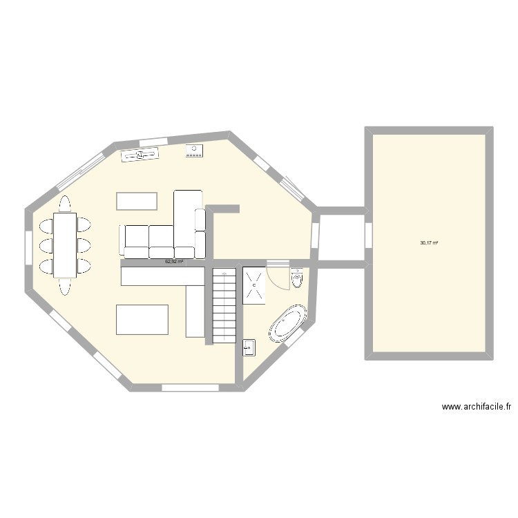 plan maison 1. Plan de 2 pièces et 93 m2