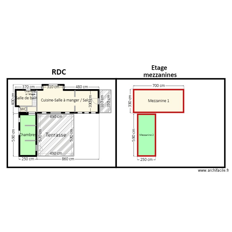 Tiny XXL. Plan de 7 pièces et 79 m2