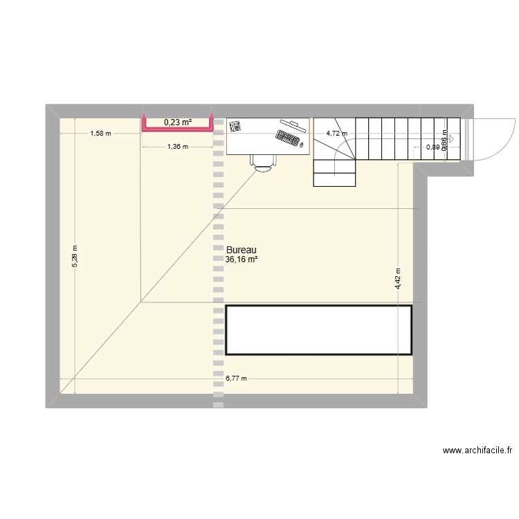 Bureau Caluire. Plan de 2 pièces et 36 m2