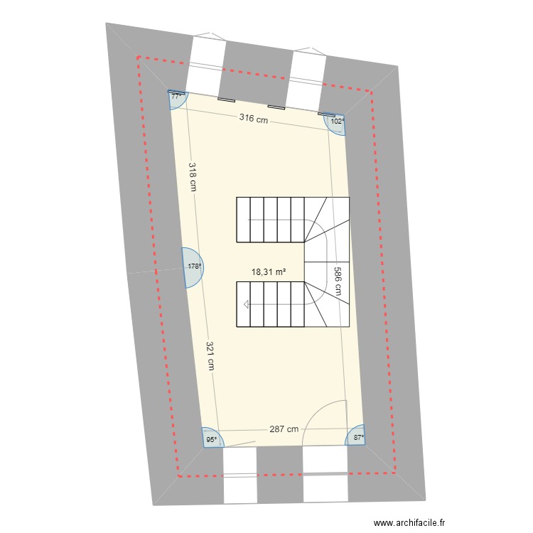 4 carriera Sobrana étage. Plan de 1 pièce et 18 m2