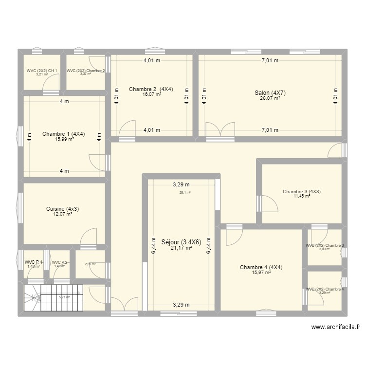 Plan. Plan de 16 pièces et 173 m2